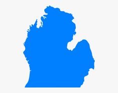 a blue map of the state of michigan