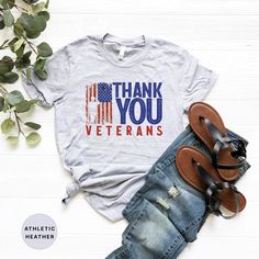 Thank You Veterans T Shirt, Funny Veteran Day Gift Shirts, USA Flag Sweatshirt, Army Wife Tote Bag, Gifts For Proud American Military Tshirt 👉 Product Details: The T-Shirts, Sweatshirts, youth, toddler and baby suits(onesie) are unisex.👈 👉Reading the Sizing Chart: Please note that the sizing chart includes the measurements of one side of the shirt, not the circumference. If you are still not sure which one will fit, please measure current t-shirt etc. and you can compare with our chart  👈  👉Please review all the sizing charts that were added in the product pictures. 👚 Women: Shirts will have a looser fit when choosing your regular size. If you would prefer a more fitted look, it is recommended to size down. It is based on your personal preference. 👉How Do I Order👈 1️⃣ Please review Thank You Veteran, Veterans Day Gifts, Veteran T Shirts, Military Appreciation, Army Wife, Veterans Day, Usa Flag, Types Of Shirts, Adult Outfits