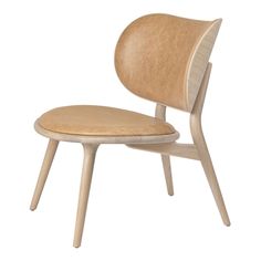 an upholstered chair with wooden legs and a seat cushion on the backrest