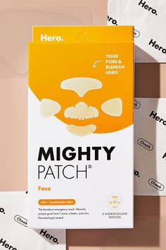 Get big-time breakout coverage (everywhere you need it) with Mighty Patch Face Patch. Five XL patches are built to fit big breakout zones (like T-zone, cheeks, and chin) so your whole face can look clearer in the morning. | Mighty Patch™ Face Patch by Hero Cosmetics in Orange at Anthropologie Face Skincare Products, Cystic Acne Remedies, Mighty Patch, Face Skincare, Brown Spots Removal, Face Patches, Acne Causes, Dark Under Eye, Face Aesthetic