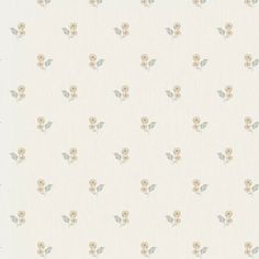 a white wallpaper with brown and yellow flowers on the bottom half of it's face