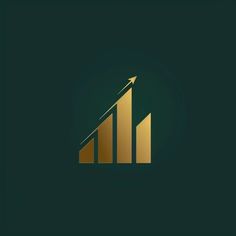 an arrow pointing up to the top of a bar chart with gold foil on it