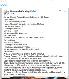 the recipe is displayed on an iphone screen