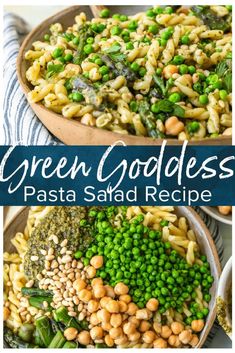 green goddess pasta salad recipe with peas and broccoli