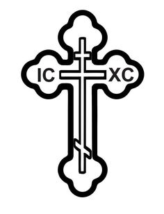 a black and white cross with the word icfxc on it