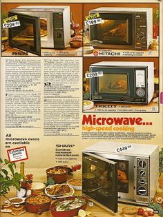 an advertisement for microwave ovens with instructions on how to use it