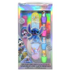 4 NAIL POLISHES age 3+ Licensed Product 1 LIP GLOSS Color: Multicolor. Lip Gloss Colors, Disney Nails, Disney Toys, Nail Polishes, Age 3, Dance Videos, Art Wallpaper, Lip Gloss, Nail Polish