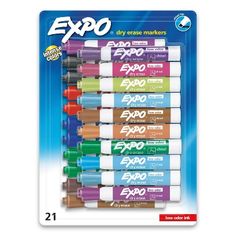 expo dry erase markers in assorted colors, pack of 12 by crayon