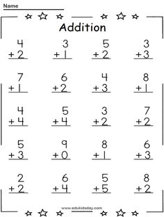 addition worksheet for kids with numbers and symbols in the middle, including one