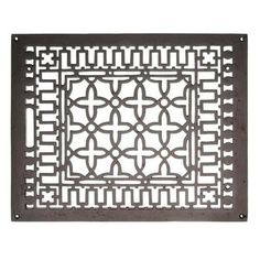 a metal grate with an intricate design on the bottom and sides, in black