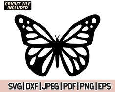 a black and white image of a butterfly with the words svl dxf