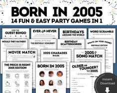 birthday party games for children born in 2009