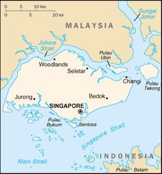 a map showing the location of malaysia and other countries in southeast asia, including singapore