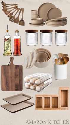 an assortment of kitchen utensils and other items are shown in this graphic style