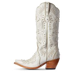 PRICES MAY VARY. Full-Grain Leather Pull tabs Snip toe White Cowgirl Boots, White Cowboy Boots, Wedding Boots, Western Boot, Calf Boots, Leather Pulls, Cowgirl Boots, Western Wear, Favorite Jeans