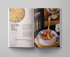 an open book with pictures of food in it