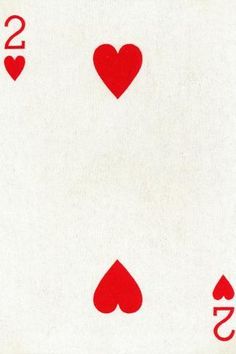 the back side of a playing card with hearts and numbers on each deck in red