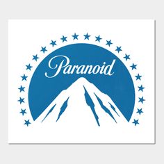 the logo for paranoid is shown in blue and white with stars around it