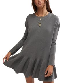 in stock Free People Sweater Dress, Rib Sweater, Pants Shirt Men, Ribbed Sweater Dress, Grey Sweater Dress, Long Sleeve Sweater Dress, Mini Sweater Dress, My Side, Free People Sweater