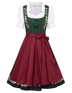 PRICES MAY VARY. 【MATERIAL】All Jasambac Dirndl dress are made of quality material. When you choose the color and size, the details will be presented 【FEATURES】Square neck, Short sleeve, Detachable apron, Knee length, Long straps, Classical Embroider 【Vintage Style】 Good workmanship and stunning design with exquisite, classic, vintage style 【OCCASION】Our German dirndl dress is perfect for Bavarian Oktoberfest, Carnival Time, Halloween, or for your theme fancy dress party. Must have in your barmai Dirndl Dress Pattern, German Dirndl Dress, Beer Costume, Dirndl Dress Oktoberfest, German Dress Dirndl, Oktoberfest Costume, Fancy Dress Party, Classic Vintage Style, Oktoberfest Party