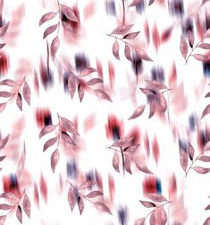 an abstract image of leaves on a white background with red and blue colors in the center