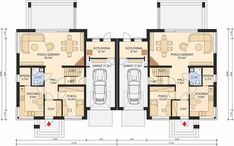 two story house plan with three car garages and an attached living room, bedroom and bathroom area