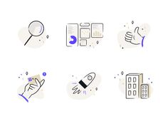 four different types of hand drawn icons