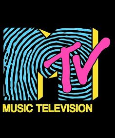 the tv logo with a fingerprint on it and music television written in pink poster