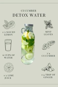 Lemon Lime Cucumber Water, Cucumber Lemon Water Recipe, Drink Your Skincare, Mint Water Recipes, Water Ideas Drinking, How To Make Cucumber Water, Lime And Cucumber Water, Lemon And Lime Water, Drink Water Benefits