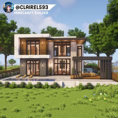 an image of a modern house in minecraft