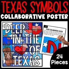 texas symbols collage poster with text and pictures