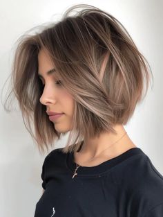 37 March Haircut Ideas 2024: A Guide to Transforming Your Look Short Bob Highlights Blonde, Blond Highlights Short Hair, Ash Brown Bob Haircut, Brown Blonde Short Hair, Short Brown Hair Colors, Short Brown Hair Bob, Short Hair Dark Blonde, Short Light Hair, Brown Hair With Highlights Short