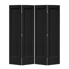 three paneled room divider in black with white trim