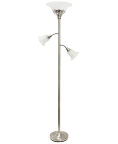 a floor lamp with three lights on top and one light on the bottom, standing upright