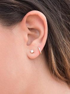 Ear Piercing Studs, Cute Ear Piercings, Minimalist Earrings Studs, Tiny Hoop Earrings