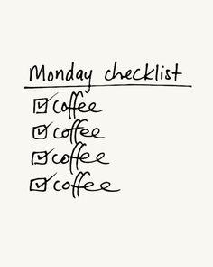 the words monday checklist written in black ink