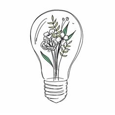 a light bulb with flowers inside it