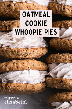 oatmeal cookie whoopie pies are stacked on top of each other