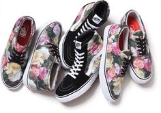 supreme x vans Girls Shoes Teenage, Sneakers Reebok, Floral Vans, Peter Saville, Skater Shoes, Vans Era, Floral Sneakers, Spring Sneakers, Floral Shoes