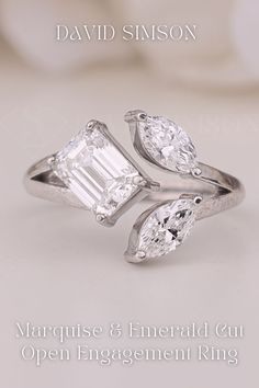 an engagement ring with three pear shaped diamonds