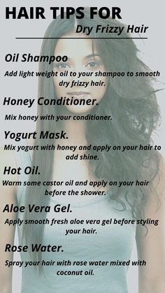 tips for dry frizzy hair Tips For Dry Hair, Tiktok Hairstyles, Frizzy Wavy Hair, Frizzy Hair Tips, Homemade Hair Treatments, Dry Hair Care