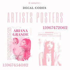 an advertisement for the upcoming album, titled'artists posters'by aria grande and pink panther