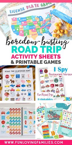 the road trip activity sheets and printable games