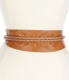 From ADA&#x2C; this wrap belt features:LeatherOne size fits mostApprox. 3" W x 102" LImported. Adjustable Leather Belt For Spring, Chic Leather Rope Belt, Chic Adjustable Brown Belt, Chic Brown Leather Corset Belt, Adjustable Brown Faux Leather Belt, Leather Wrap Belt, High Fashion Accessories, Wrap Belt, Leather Wraps