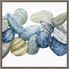 a painting of rocks and pebbles on a white background