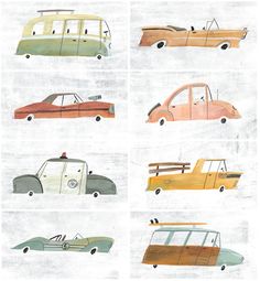 an image of different types of cars on the same page in a book or magazine