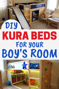 Looking for the perfect IKEA KURA bed for your boy's room? Find exactly what you need right here! There are castle beds, fire truck beds, Star Wars beds, climbing wall beds and more. Baby Zimmer Ikea, Ikea Bed Hack, Ikea 2015