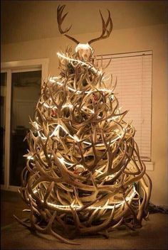 a christmas tree made out of deer antlers