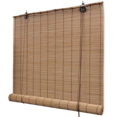 a bamboo blind is hanging on the wall