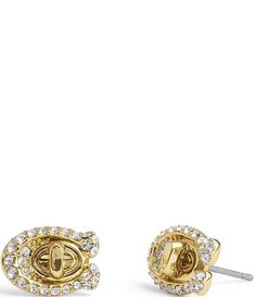 COACH Signature C Pav Turnlock Crystal Stud Earrings | Dillard's Coach Jewelry, Crafts Beautiful, Crystal Stud Earrings, Dillard's, Jewelry Pouch, Global Fashion, Creative Director, Clothing Accessories, Stud Earrings